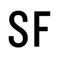 Text, SF are capitalized in black font on a white background
